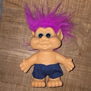 Purple Hair Troll Doll with Blue Shorts